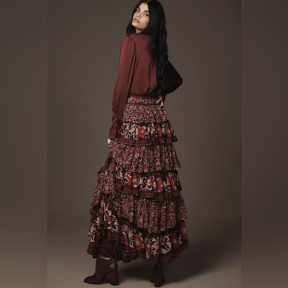 NWTS FARM RIO RUFFLED MIDI SKIRT (M) - Picture 4 of 9